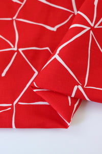 White Lines on Electric Red Linen Blend