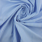 Load image into Gallery viewer, French Blue &amp; White 1/8&quot; Vertical Stripe Nylon Spandex Tricot | Designer Deadstock
