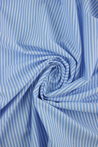 French Blue & White 1/8" Vertical Stripe Nylon Spandex Tricot | Designer Deadstock