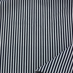 Load image into Gallery viewer, Midnight Navy &amp; White 1/8&quot; Vertical Stripe Nylon Spandex Tricot | Designer Deadstock
