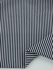 Load image into Gallery viewer, Midnight Navy &amp; White 1/8&quot; Vertical Stripe Nylon Spandex Tricot | Designer Deadstock

