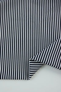 Midnight Navy & White 1/8" Vertical Stripe Nylon Spandex Tricot | Designer Deadstock