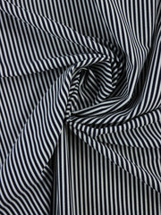 Load image into Gallery viewer, Midnight Navy &amp; White 1/8&quot; Vertical Stripe Nylon Spandex Tricot | Designer Deadstock
