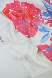 Large Floral on White Matte Nylon Spandex Tricot | Designer Deadstock