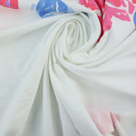 Load image into Gallery viewer, Large Floral on White Matte Nylon Spandex Tricot | Designer Deadstock
