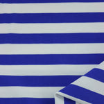 Load image into Gallery viewer, Royal &amp; White 1/2&quot; Horizontal Stripe Nylon Spandex Tricot | Designer Deadstock
