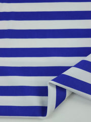 Load image into Gallery viewer, Royal &amp; White 1/2&quot; Horizontal Stripe Nylon Spandex Tricot | Designer Deadstock
