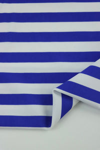 Royal & White 1/2" Horizontal Stripe Nylon Spandex Tricot | Designer Deadstock