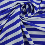 Load image into Gallery viewer, Royal &amp; White 1/2&quot; Horizontal Stripe Nylon Spandex Tricot | Designer Deadstock
