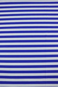 1YD PRECUT; Royal & White 1/2" Horizontal Stripe Nylon Spandex Tricot | Designer Deadstock