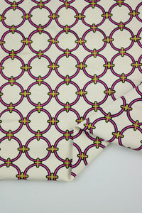 Pink Rings on Ivory Matte Nylon Spandex Tricot | Designer Deadstock