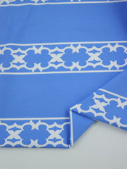 Load image into Gallery viewer, French Blue Lattice Stripe Matte Nylon Spandex Tricot | Designer Deadstock
