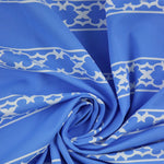 Load image into Gallery viewer, French Blue Lattice Stripe Matte Nylon Spandex Tricot | Designer Deadstock
