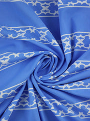 Load image into Gallery viewer, French Blue Lattice Stripe Matte Nylon Spandex Tricot | Designer Deadstock
