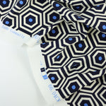 Load image into Gallery viewer, Navy/Ivory/Peri Hexagon Lines Nylon Spandex Tricot | Designer Deadstock
