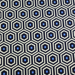 Load image into Gallery viewer, Navy/Ivory/Peri Hexagon Lines Nylon Spandex Tricot | Designer Deadstock
