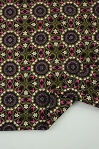 1YD PRECUT; Flowers & Hearts Kaleidoscope Nylon Spandex Tricot | Designer Deadstock