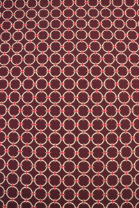 1YD PRECUT; White Rings on Maroon Nylon Spandex Tricot | Designer Deadstock