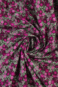 Magenta Ditsy Floral on Hunter Nylon Spandex Tricot | Designer Deadstock