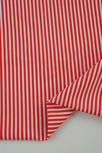 Red & White 1/8" Vertical Stripe Nylon Spandex Tricot | Designer Deadstock