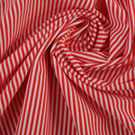 Load image into Gallery viewer, Red &amp; White 1/8&quot; Vertical Stripe Nylon Spandex Tricot | Designer Deadstock
