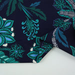 Load image into Gallery viewer, Floral Centric on Navy Nylon Spandex Tricot | Designer Deadstock
