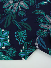Load image into Gallery viewer, Floral Centric on Navy Nylon Spandex Tricot | Designer Deadstock
