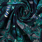 Load image into Gallery viewer, Floral Centric on Navy Nylon Spandex Tricot | Designer Deadstock
