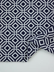 Load image into Gallery viewer, Intertwined on Navy Nylon Spandex Tricot | Designer Deadstock
