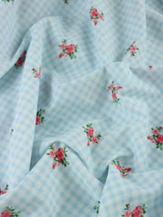 Load image into Gallery viewer, Sweet Gingham (Blue) Nylon Spandex Tricot
