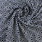 Load image into Gallery viewer, Intertwined on Navy Nylon Spandex Tricot | Designer Deadstock
