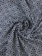 Load image into Gallery viewer, Intertwined on Navy Nylon Spandex Tricot | Designer Deadstock
