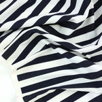 Load image into Gallery viewer, Midnight Navy &amp; White 1/2&quot; Horizontal Stripe Nylon Spandex Tricot | Designer Deadstock
