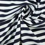 Load image into Gallery viewer, Midnight Navy &amp; White 1/2&quot; Horizontal Stripe Nylon Spandex Tricot | Designer Deadstock
