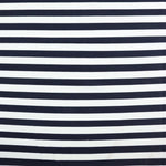 Load image into Gallery viewer, Midnight Navy &amp; White 1/2&quot; Horizontal Stripe Nylon Spandex Tricot | Designer Deadstock

