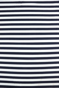 Midnight Navy & White 1/2" Horizontal Stripe Nylon Spandex Tricot | Designer Deadstock