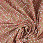 Load image into Gallery viewer, Red Outline Geometric on Tan Nylon Spandex Tricot | Designer Deadstock
