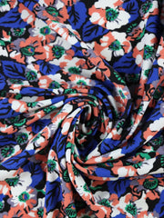Load image into Gallery viewer, Royal &amp; Coral Floral Nylon Spandex Tricot

