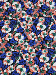 Load image into Gallery viewer, Royal &amp; Coral Floral Nylon Spandex Tricot
