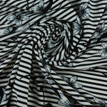 Load image into Gallery viewer, Etched Floral on Black &amp; White Stripe Nylon Spandex Tricot
