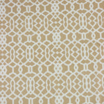 Load image into Gallery viewer, White Geometric on Beige Nylon Spandex Tricot | Designer Deadstock
