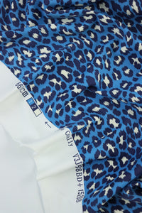 Cheetah on Blue Matte Nylon Spandex Tricot | Designer Deadstock