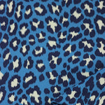 Load image into Gallery viewer, Cheetah on Blue Matte Nylon Spandex Tricot | Designer Deadstock
