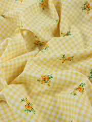 Load image into Gallery viewer, 18IN REMNANT; Sweet Gingham (Yellow) Nylon Spandex Tricot
