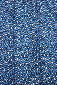 Cheetah on Blue Matte Nylon Spandex Tricot | Designer Deadstock