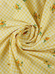 Load image into Gallery viewer, 18IN REMNANT; Sweet Gingham (Yellow) Nylon Spandex Tricot
