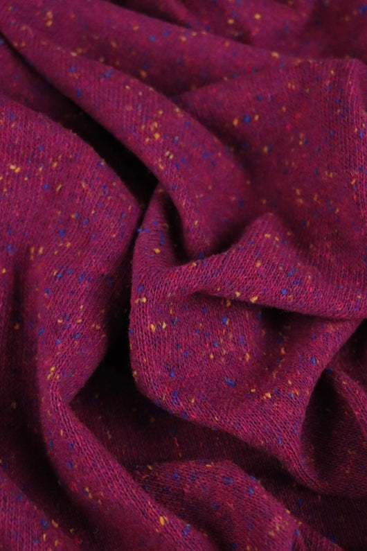 30IN REMNANT; Magenta Italian Speckled Wool Silk Sweater Knit