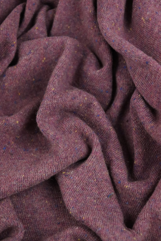 23IN REMNANT; Purple Mauve Italian Speckled Wool Silk Sweater Knit