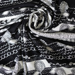 Load image into Gallery viewer, Black &amp; Ivory Chanin Stripe 100% Silk Jersey
