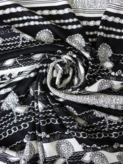 Load image into Gallery viewer, Black &amp; Ivory Chanin Stripe 100% Silk Jersey